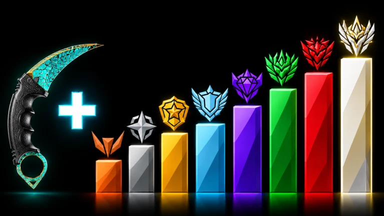 ไอคอนมีดกับแถบสีอันดับหลายสี ของ KNIFE DUELS จาก Roblox