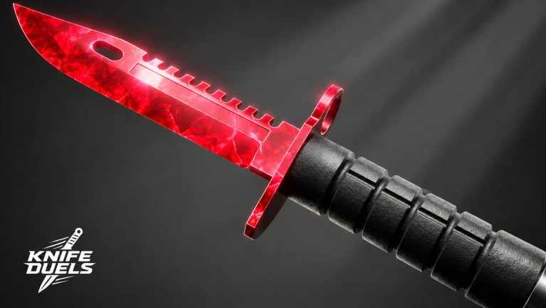 มีดสีแดงบนพื้นดำ ของ KNIFE DUELS จาก Roblox