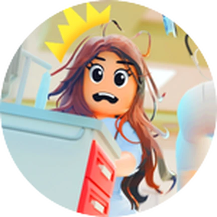 ไอคอน Badge ตัวละครตกใจข้างเครื่องมือในห้องผู้ป่วย จาก Maple Hospital ของ Marizma Games บน Roblox