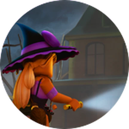 ไอคอน Badge ตัวละครชุดแม่มดในฉากมืด จาก Maple Hospital ของ Marizma Games บน Roblox