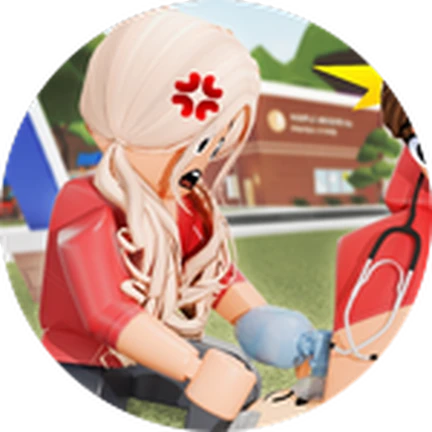 ไอคอน Badge ผู้ช่วยข้างกระเป๋าปฐมพยาบาลในเกม จาก Maple Hospital ของ Marizma Games บน Roblox