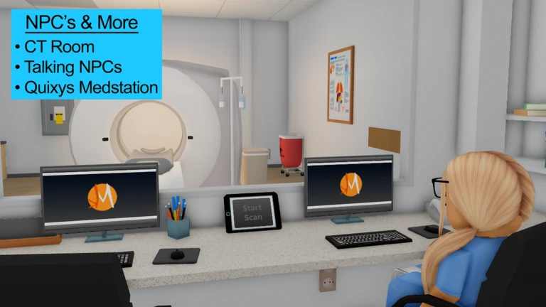 ห้องตรวจจำลองพร้อมข้อความ NPCs and More จาก Maple Hospital ของ Marizma Games บน Roblox