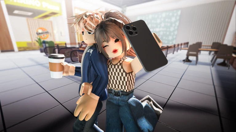 ภาพ Event Add a large shopping mall ของ NewSmith แสดงตัวละครถือโทรศัพท์ภายในอาคาร