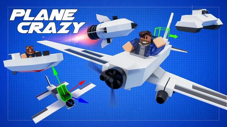 ภาพทางการ Plane Crazy เครื่องบินและตัวละครบนฉาก blueprint · Media Plane Crazy · 110859796781096