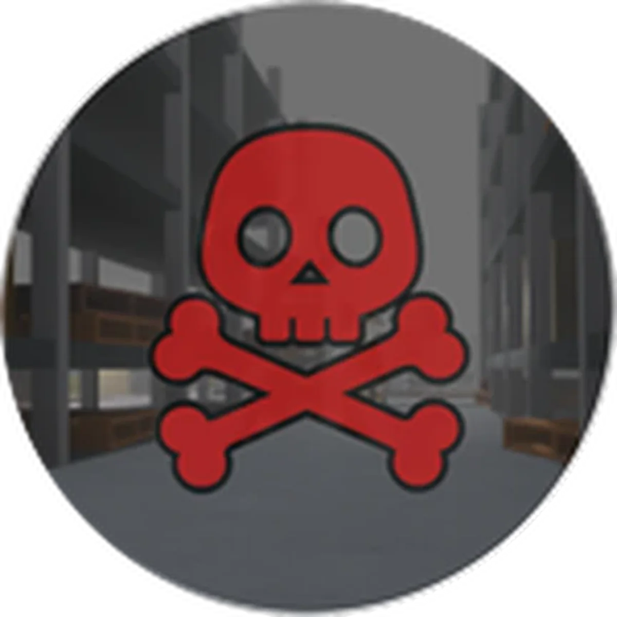 ไอคอน Death Waypoint เป็นหัวกะโหลกสีแดงในวงกลม