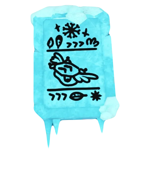 ภาพแผ่นน้ำแข็ง Boost Pad Recipe Tablet พร้อมสัญลักษณ์วาดสีดำ
