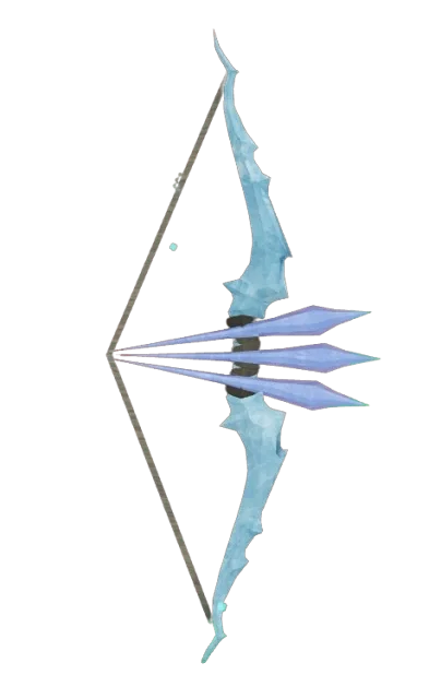 ภาพ Ice Bow สีฟ้าน้ำแข็งพร้อมลูกธนูสามดอกในเกม 99 Nights