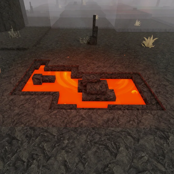 ภาพ Lava Pool สีส้มใน Volcanic Biome สำหรับตกปลาเฉพาะถิ่น