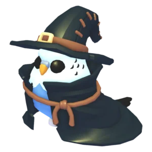 Budgie Witch — นกสีฟ้าขาวสวมหมวกและผ้าคลุมแม่มด