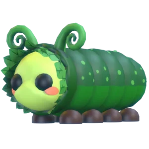 Pinkypillar — หนอนสีเขียว มีลายใบไม้และหนวดม้วน