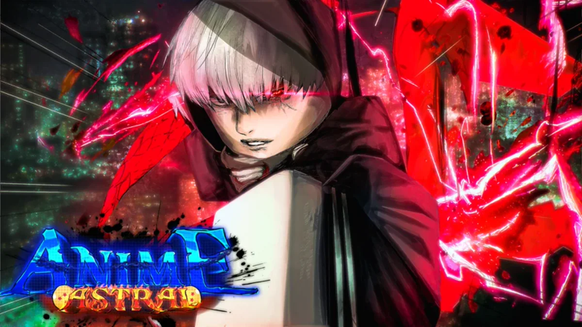 ภาพโปรโมต Anime Astral Simulator ตัวละครเสื้อคลุมดำกับแสงสีแดง