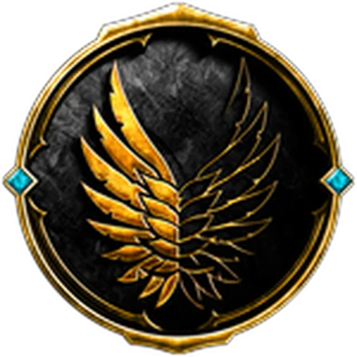 ไอคอน Badge Wings of Valor เหรียญทองบนพื้นดำจาก Roblox