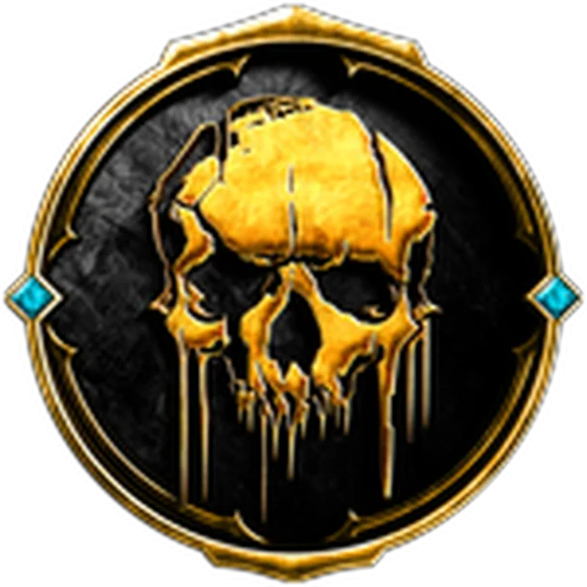 ไอคอน Badge Mortality Master เหรียญทองบนพื้นดำจาก Roblox