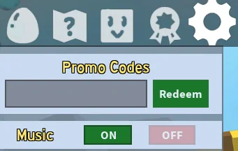 ภาพเมนู Promo Codes ของ Bee Swarm Simulator