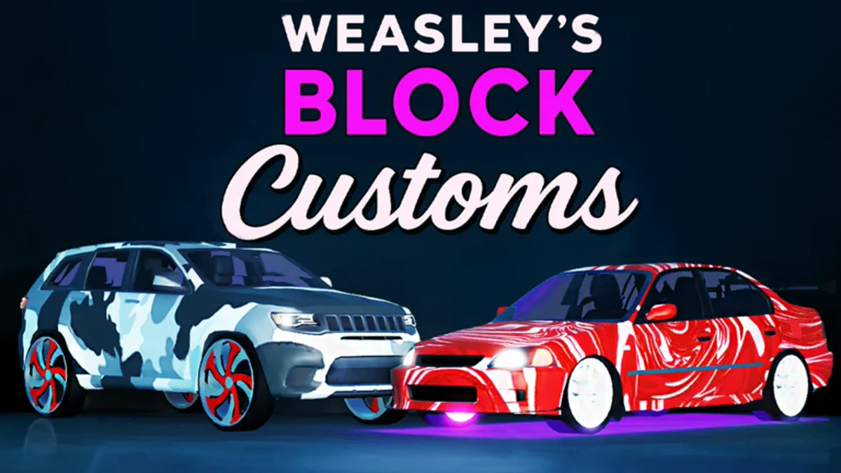 ภาพ Event BlockSpin ปี 2025 แสดงรถสองคันลายต่างกันกับข้อความ Block Customs