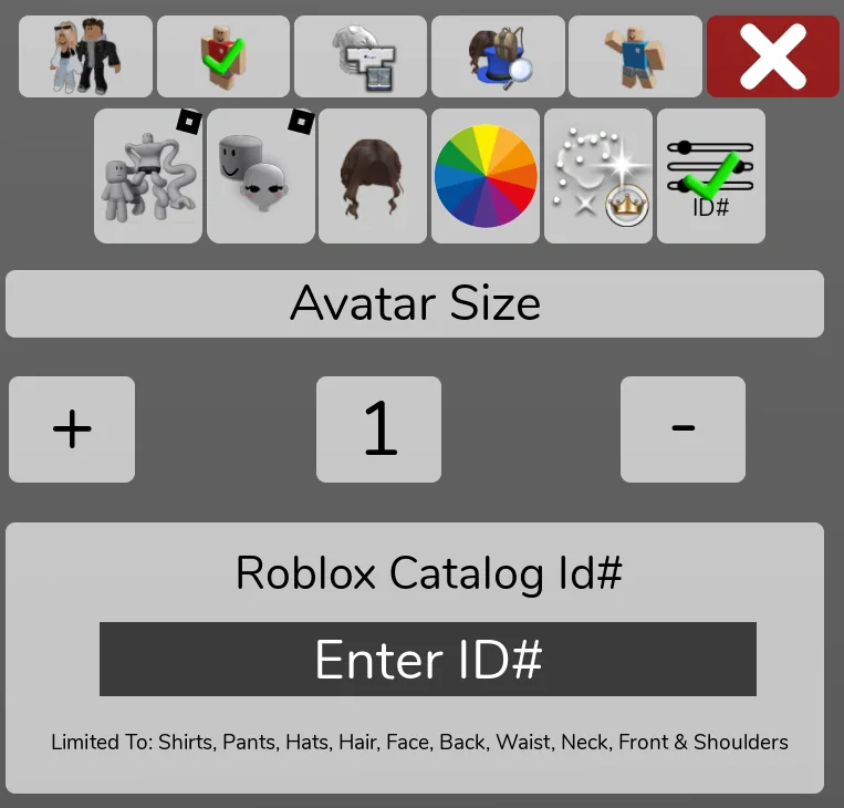 ภาพประกอบ Avatar Editor จาก Brookhaven Wiki