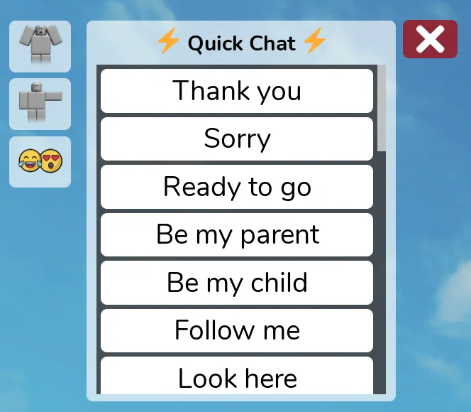 ภาพประกอบ Quick Chat จาก Brookhaven Wiki