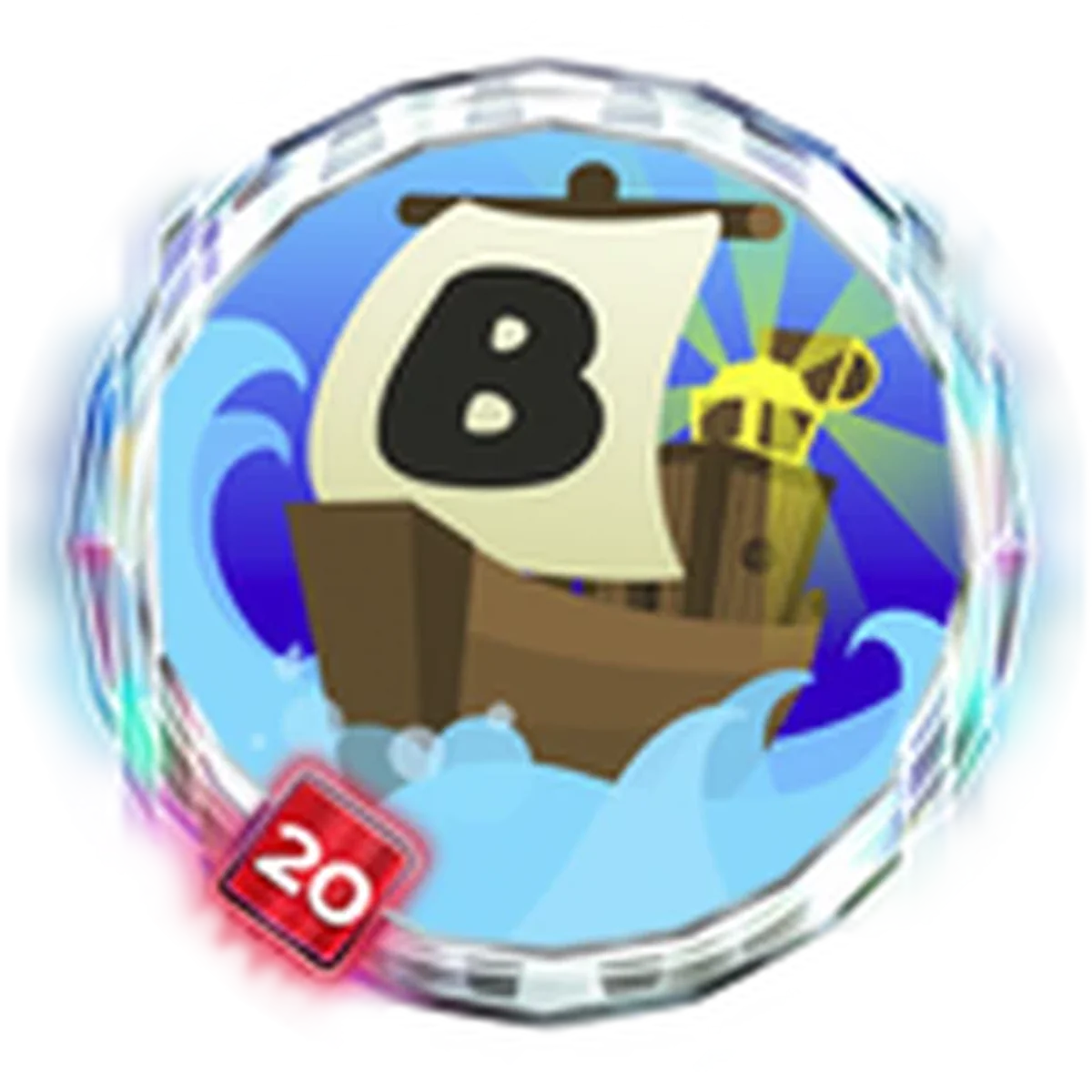 ไอคอนเรือเกมในกรอบฉลอง Roblox 20 สำหรับ Badge The Hunt