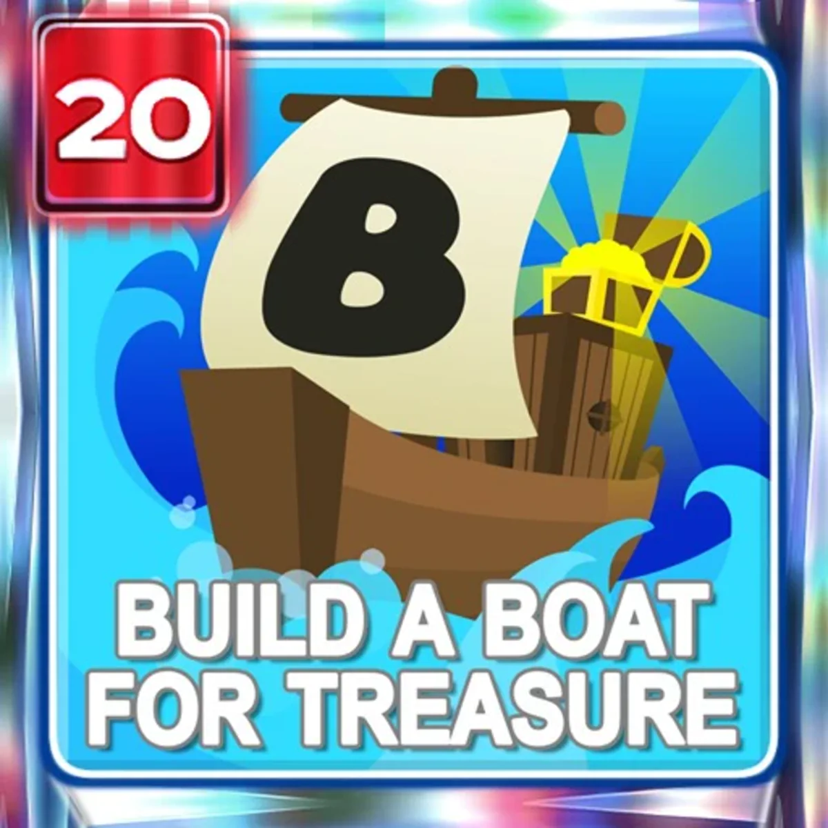 ไอคอน Build A Boat For Treasure เป็นเรือใบอยู่กลางคลื่นสีฟ้า
