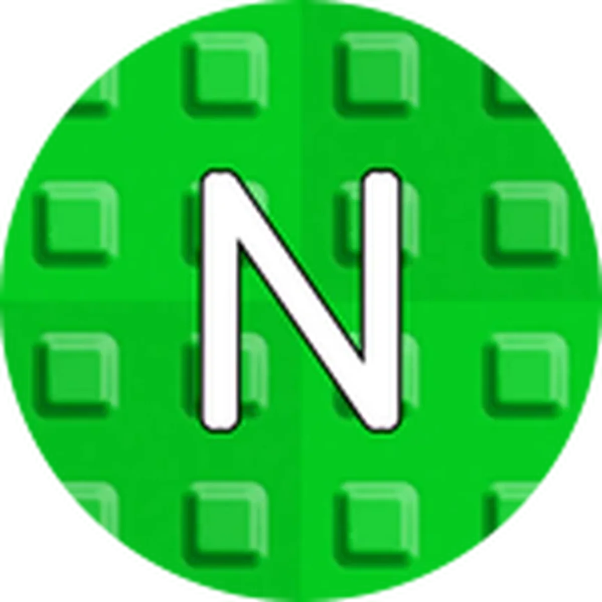 ไอคอน Badge ตัวอักษร N สีขาวบนวงกลมบล็อกสีเขียว
