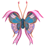 2026 Birthday Butterfly — ผีเสื้อวันเกิดปี 2026 ปีกสีฟ้าน้ำทะเล ขอบทองและริบบิ้นชมพู