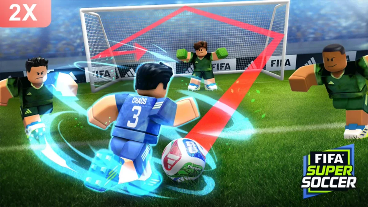 โปสเตอร์ 2X Points ย้อนหลัง เป็นนักฟุตบอลชุดฟ้าในสนามพร้อมป้าย 2X