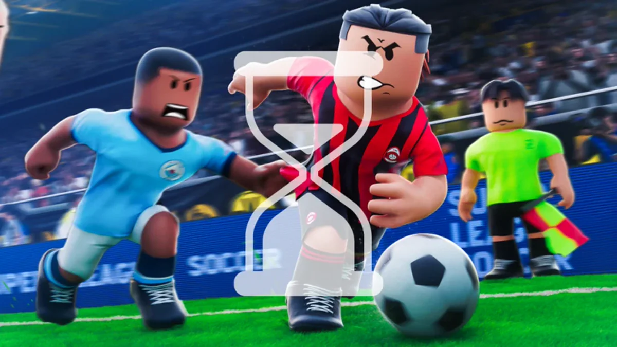 โปสเตอร์ CODES Update ย้อนหลัง เป็นนักฟุตบอลชุดฟ้าและแดงแย่งลูกบอล