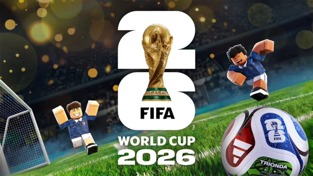 ภาพ Media FIFA Super Soccer เป็นถ้วย World Cup 2026 ใต้เครื่องหมายคำถามกับลูกบอล