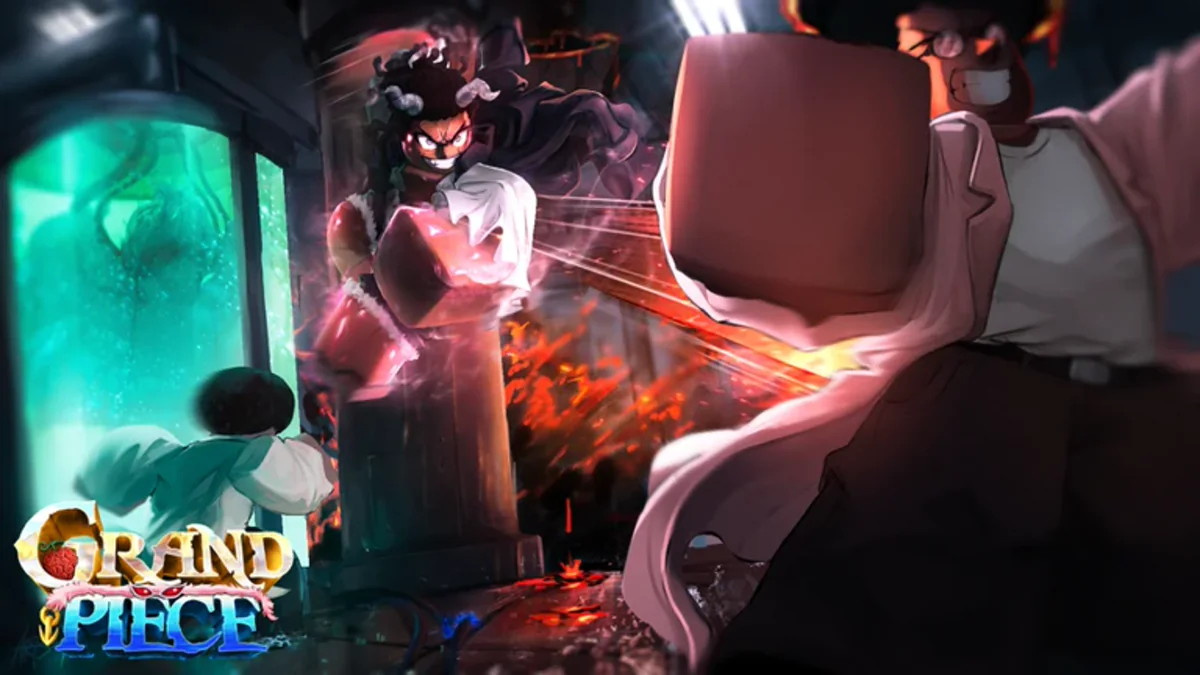 ภาพโปรโมต Grand Piece Online แสดงตัวละครต่อสู้ในฉากมืด