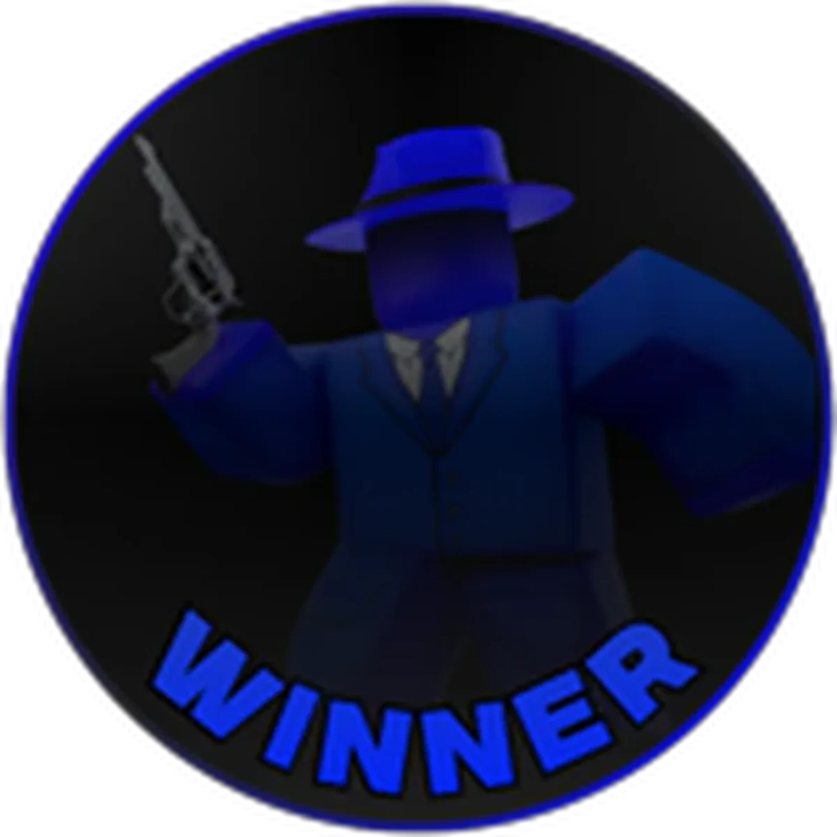 ไอคอน Badge Winner แสดงตัวละครชุดน้ำเงินบนเหรียญขอบน้ำเงิน