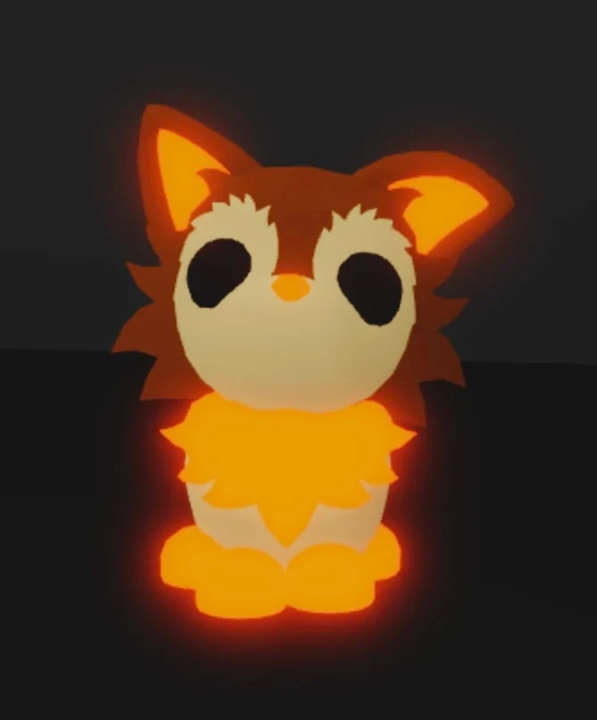 Chihuahua แบบ Neon มีแสงสีส้มที่หู หน้าอก จมูก และเท้าในภาพพื้นหลังเข้ม