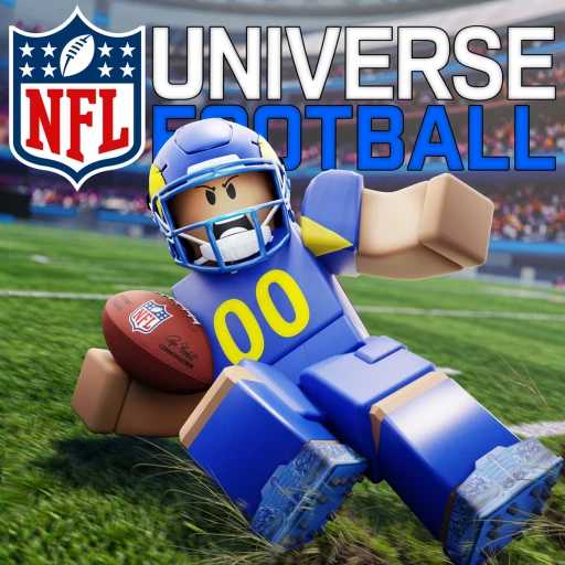 ไอคอน NFL Universe Football ล่าสุด แสดงผู้เล่นชุดสีน้ำเงินหมายเลข 00 ถือลูกฟุตบอลกับโลโก้ NFL Universe Football