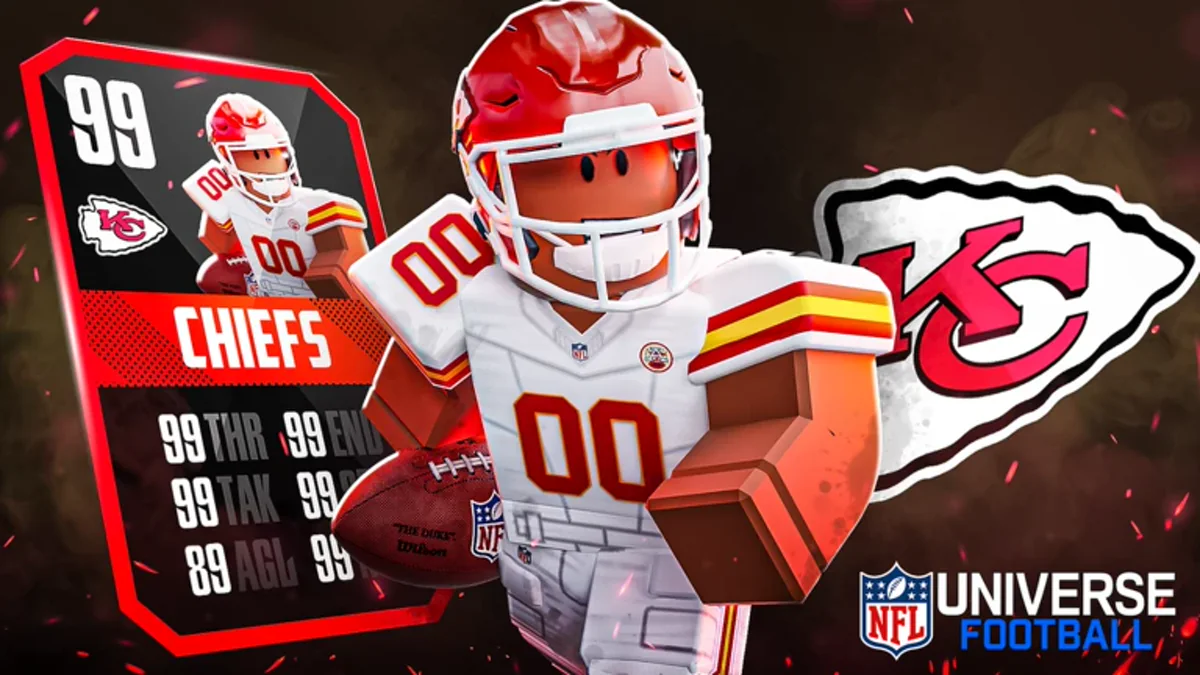 ภาพ Media NFL Universe Football แสดงผู้เล่นสองฝ่ายบนสนามอเมริกันฟุตบอล