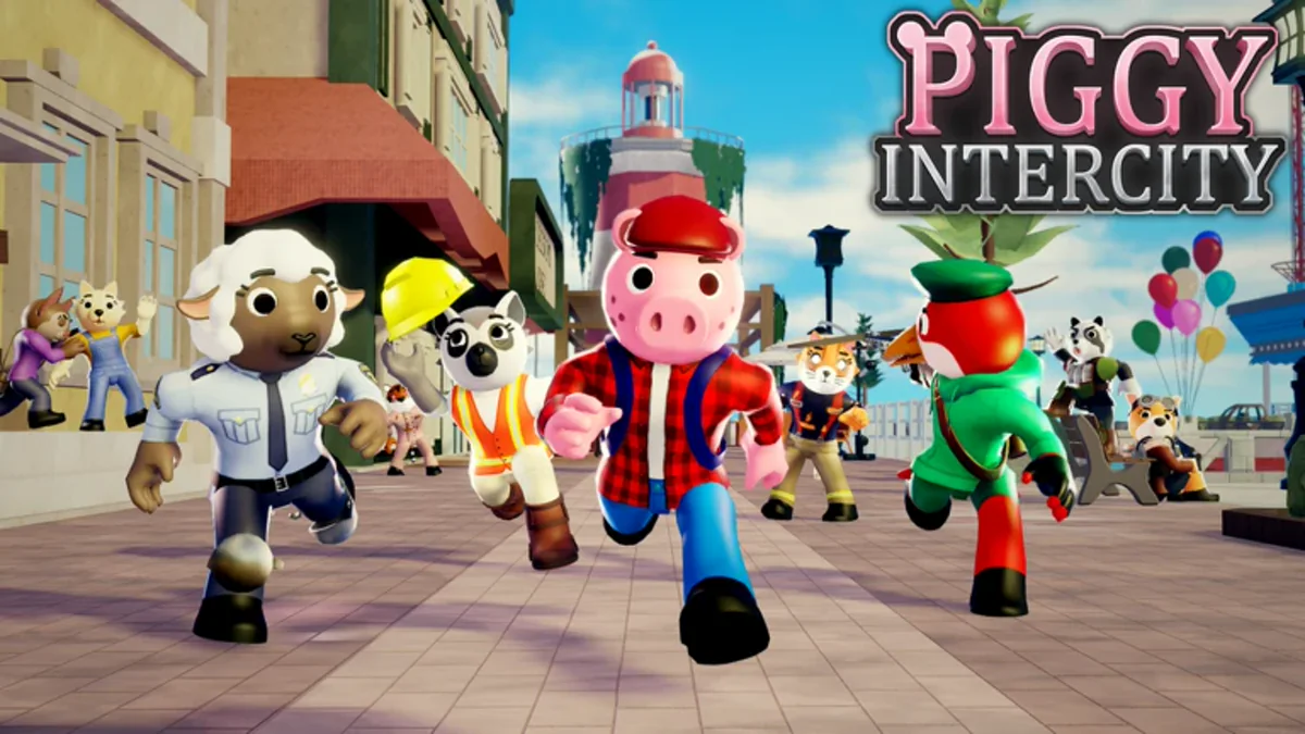 โปสเตอร์ Piggy: Intercity แสดงตัวละครวิ่งในเมือง
