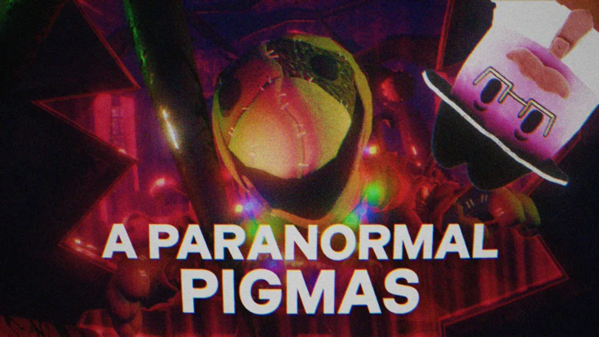 โปสเตอร์ Paranormal Pigmas เป็นฉากมืดแดงและตัวละครเหนือชื่อกิจกรรม