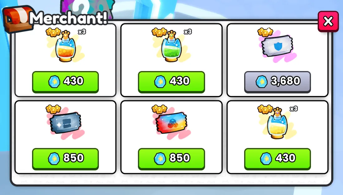 หน้าร้าน Index Rewards แสดงสินค้าหกช่องและราคาเป็น Index Tokens