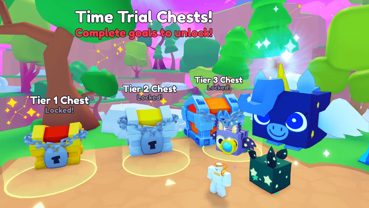 หีบ Time Trial สามระดับเรียงกัน มีป้าย Tier 1, Tier 2 และ Tier 3
