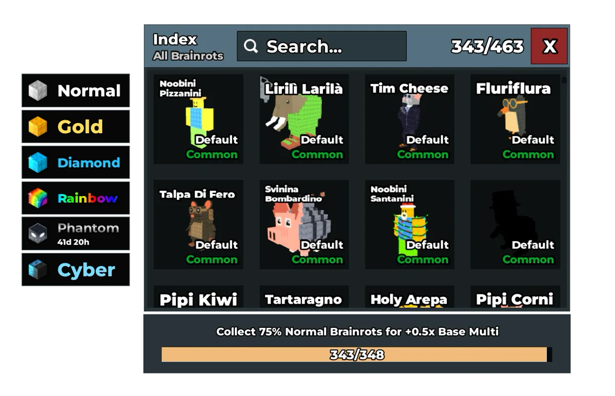 ภาพประกอบ Index จาก Steal a Brainrot Wiki ชุมชน