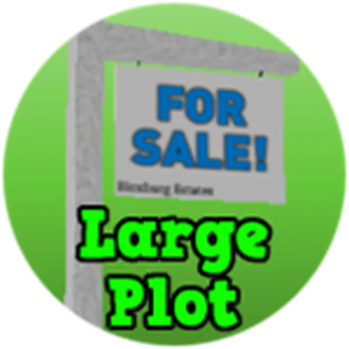 ไอคอน Large Plot เป็นป้าย For Sale และข้อความ Large Plot