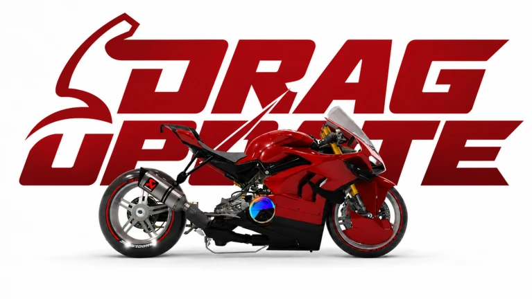 ภาพทางการ Ride Storm คำว่า Drag Update กับมอเตอร์ไซค์สีแดง · Event 🏁 DRAG UPDATE · 10309453618479772