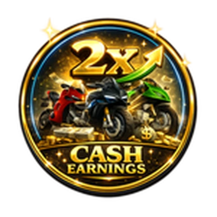 ภาพทางการ Ride Storm เหรียญ 2X Cash Earnings ล้อมมอเตอร์ไซค์สองคัน · Pass 2X Cash 💰 · 1609530400