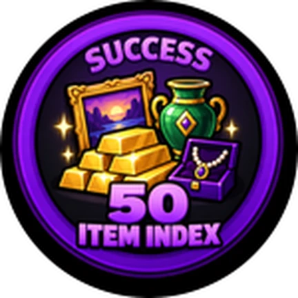 ภาพทางการ ROB IT ไอคอน Badge 50 Item Index พร้อมสัญลักษณ์เป้าหมาย/ตัวเลข · Badge 50 Item Index · 1044766052538524