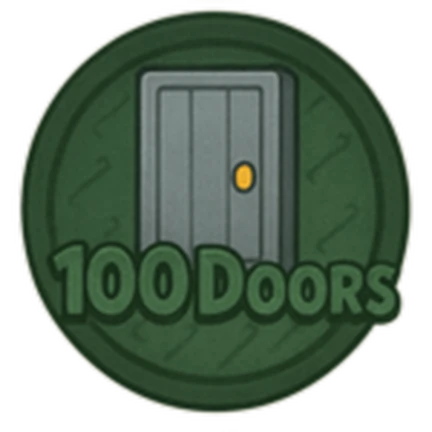 ภาพทางการ ROB IT ไอคอน Badge Break 100 Doors พร้อมสัญลักษณ์เป้าหมาย/ตัวเลข · Badge Break 100 Doors · 2583562647398918
