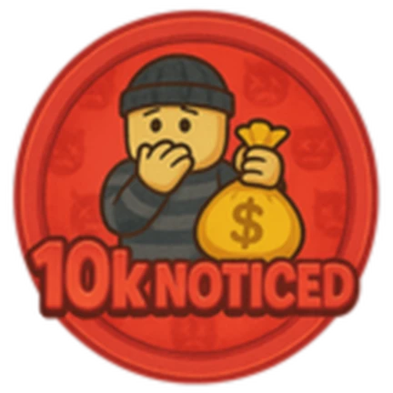 ภาพทางการ ROB IT ไอคอน Badge Get Noticed 10k Times พร้อมสัญลักษณ์เป้าหมาย/ตัวเลข · Badge Get Noticed 10k Times · 3548020118401618