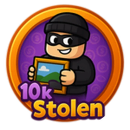 ภาพทางการ ROB IT ไอคอน Badge Steal 10k Items พร้อมสัญลักษณ์เป้าหมาย/ตัวเลข · Badge Steal 10k Items · 4242564870592218