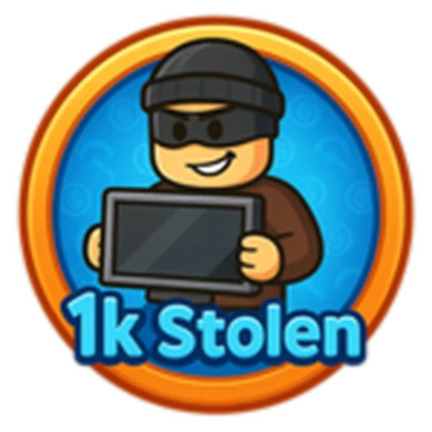 ภาพทางการ ROB IT ไอคอน Badge Steal 1k Items พร้อมสัญลักษณ์เป้าหมาย/ตัวเลข · Badge Steal 1k Items · 4181919409129888