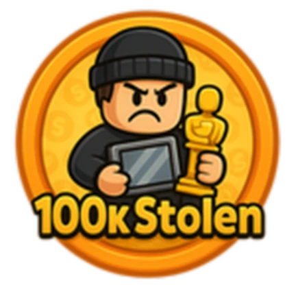 ภาพทางการ ROB IT ไอคอน Badge Steal 100k Items พร้อมสัญลักษณ์เป้าหมาย/ตัวเลข · Badge Steal 100k Items · 3726877399446640