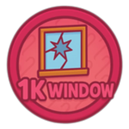 ภาพทางการ ROB IT ไอคอน Badge Break 1k Windows พร้อมสัญลักษณ์เป้าหมาย/ตัวเลข · Badge Break 1k Windows · 1325801146431791