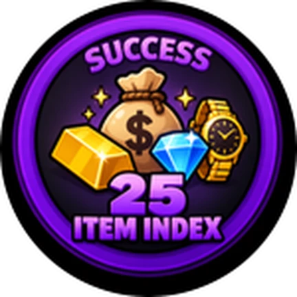 ภาพทางการ ROB IT ไอคอน Badge 25 Item Index พร้อมสัญลักษณ์เป้าหมาย/ตัวเลข · Badge 25 Item Index · 3034691256221013