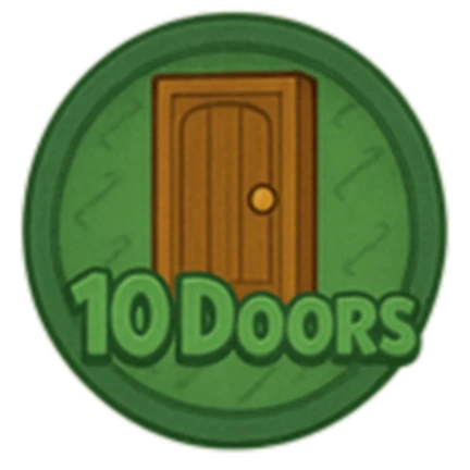 ภาพทางการ ROB IT ไอคอน Badge Break 10 Doors พร้อมสัญลักษณ์เป้าหมาย/ตัวเลข · Badge Break 10 Doors · 1013173593738664
